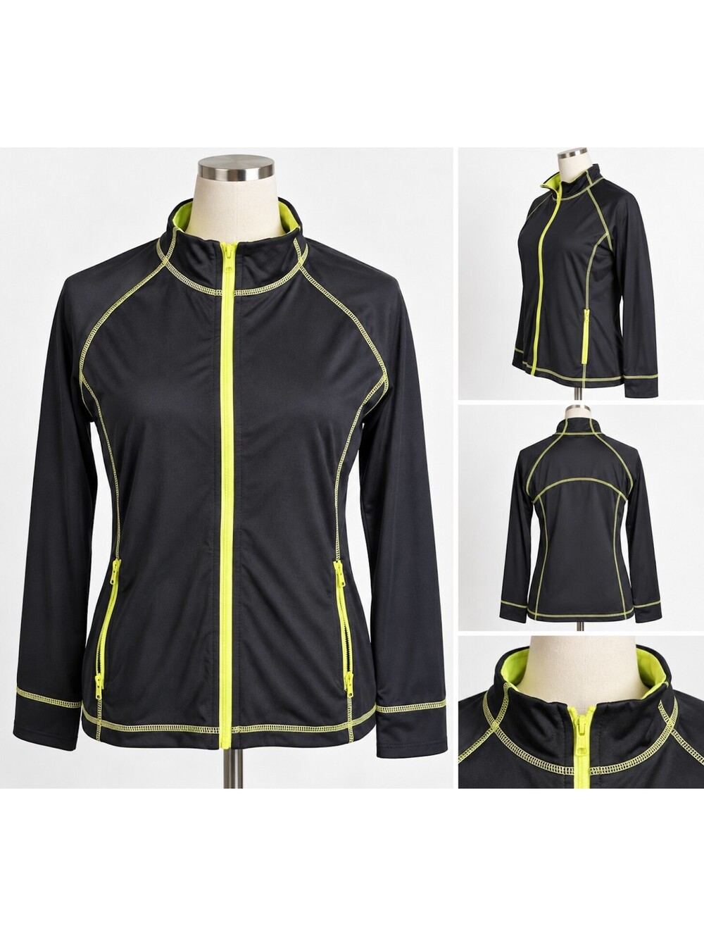 Peck & Peck Performance Women's Black and Yellow Full Zip Activewear Jacket XL